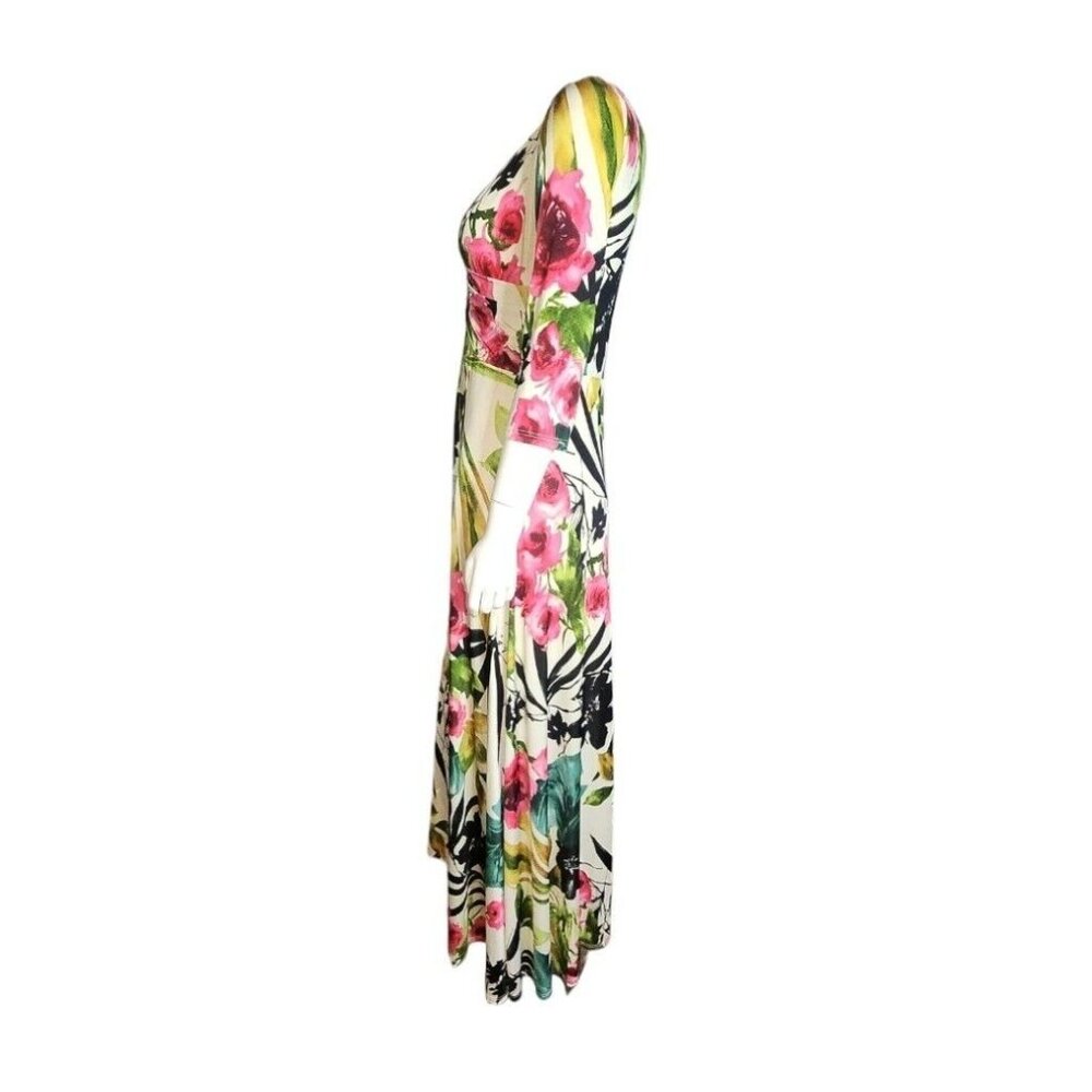 Pinkblush‎ Dress Womens Size S Small Pink Green Floral Pullover Long 3/4 Sleeve - Picture 2 of 5